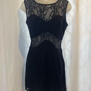 Elegant Black Mini Lace Dress